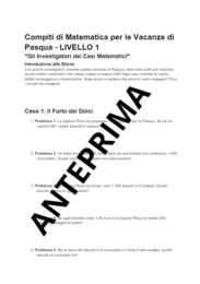 INVESTIGATORI MATEMATICI - VACANZE PASQUA CLASSE 4