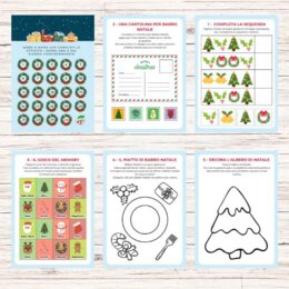 Calendario dell'avvento da stampare con giochi e attività