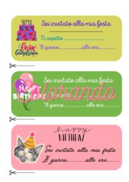 Biglietti d'Invito compleanno Compilabili e Locandine d'Auguri da Appendere anche a scuola