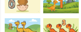 Flash-cards dei numeri da 0 a 20 a tema dinosauri.