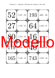 Domino - Divisioni per numero a due cifre | Attività Matematica