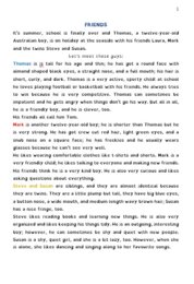 SUMMER AT BLUE COVE - short story A1 level