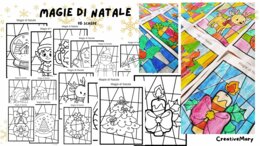 Magie di Natale – 16 Schede vetrata da colorare