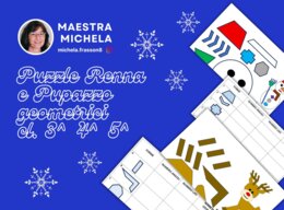 PUZZLE RENNA E PUPAZZO GEOMETRICI CON ESERCIZI