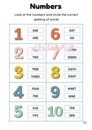 Risorsa PDF in Inglese: Animali- Numeri- Cibo