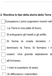 VERIFICA DI STORIA per la CLASSE + VERIFICA SEMPLIFICATA per alunni con PDP e PEI: Origine della Terra, ere geologiche, dinosauri, fossili.