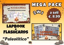 MEGA PACK PALEOLITICO: Lapbook + kit 20 Flashcards da colorare