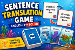 Present Simple / Gioco linguistico di traduzione – Animali marini (Inglese–Italiano)