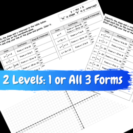 Halloween Math Graphing Linear Equations Bat Slope & Y Intercept