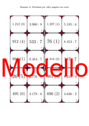 Domino - Divisioni per cifra singola con resto | Attività Matematica