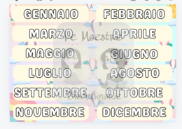 Calendario perpetuo pastello tema arcobaleni e mongolfiere