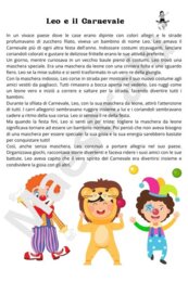 Carnevale: lettura e comprensione del testo, costruzione maschera.