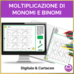 Moltiplicazione di monomi e binomi | Labirinto digitale e cartaceo