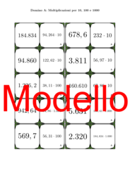 Domino - Moltiplicazioni per 10, 100 e 1000 | Attività Matematica