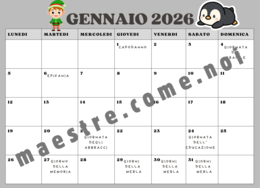 Calendario 2026 per insegnanti