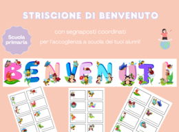 Striscione di Benvenuto e segnaposto a tema API, FARFALLE,BRUCHI E COCCINELLE