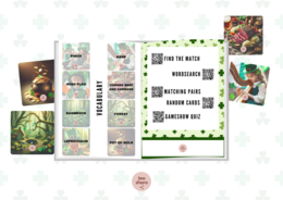 Saint Patrick's Day vocabulary for younger learners with QR codes (AI generated images)