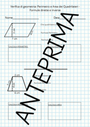 VERIFICA DI GEOMETRIA CL.5 (PERIMETRO E AREA QUADRILATERI)
