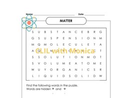 CLIL scienze classe 4 - CLIL Science Year 4 MATTER - wordsearch