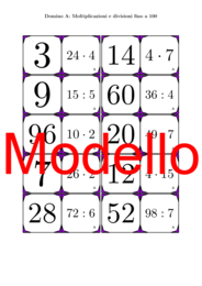 Domino | Moltiplicazioni e divisioni fino a 100 | Attività Matematica