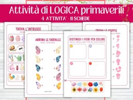 Attività di Logica di Primavera - Matematica prescolare - Trova l'intruso - Abbinamento di Coppie - Discriminazione visiva
