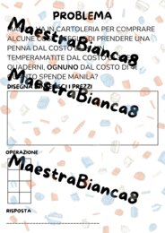 PROBLEMI FACILI SCRITTI IN MAIUSCOLO CON EURO, ADDIZIONI, MOLTIPLICAZIONI, SOTTRAZIONI E SPAZIO PER I DISEGNI