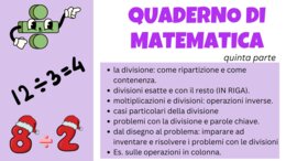 QUADERNO MATE classe terza (parte 5 - DIVISIONI)