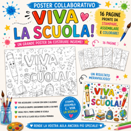 🎒🌈 VIVA LA SCUOLA! – POSTER COLLABORATIVO DA COLORARE 🌈🎒