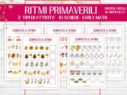 Pacchetto di attività di logica primaverili - bambini 4-6 anni - infanzia e primaria - early algebra - completa il ritmo - bellissimi disegni della primavera - no prep