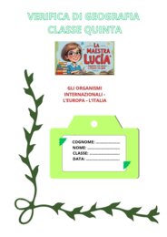 VERIFICA DI GEOGRAFIA-ORGANISMI INTERNAZIONALI-EUROPA-ITALIA