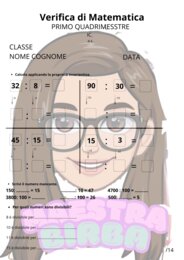 Verifica di matematica - divisioni e problemi Cl.3
