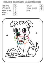 Carattere stampato minuscolo - Colora il cagnolino