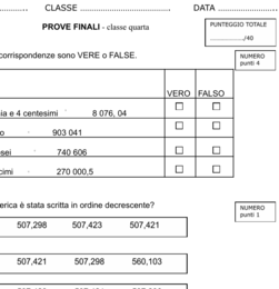 Verifiche finali matematica - Classe Quarta