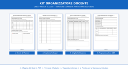 Kit Organizzatore Docente A4 - Planner, Colloqui, Valutazione e UDA (Versione B&N Printer-Friendly)
