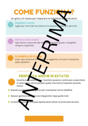 App apprendimento e ripasso tabelline