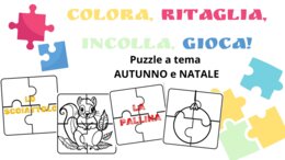 Puzzle di autunno e Natale: colora e crea