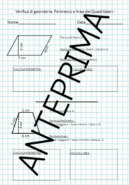 VERIFICA DI GEOMETRIA CL.5 (PERIMETRO E AREA QUADRILATERI)