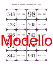 Domino | Addizioni e sottrazioni fino a 1000 | Attività Matematica