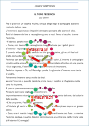 Comprensione del testo: "Il topo Federico" di Leo Lionni