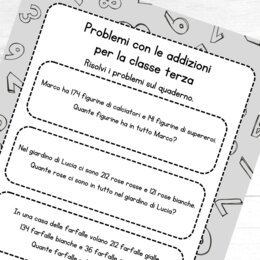 Problemi di matematica con le addizioni per la classe terza
