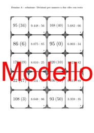 Domino - Divisioni per numero a due cifre con resto | Attività Matematica