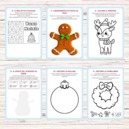 Calendario dell'avvento da stampare con giochi e attività