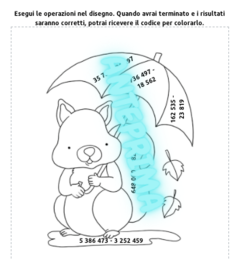 Sottrazioni con grandi numeri in colonna con disegni da colorare in base al risultato