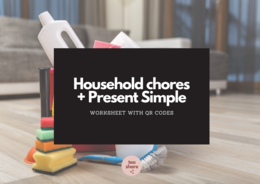 Household chores + Present Simple (worksheet with QR codes)