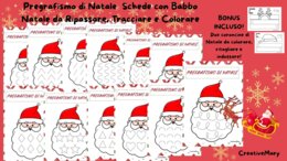 Pregrafismo di Natale – Schede con Babbo Natale da Ripassare, Tracciare e Colorare