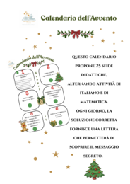 Calendario dell'avvento didattico italiano e matematica cl 4-5