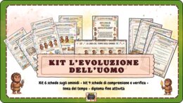 MEGA KIT EVOLUZIONE DELL'UOMO: 6 Schede identikit, 5 Verifiche, Linea del Tempo e Diploma finale