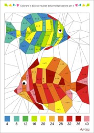 Tabellina, Colorare in base ai risultati della moltiplicazione per 4.