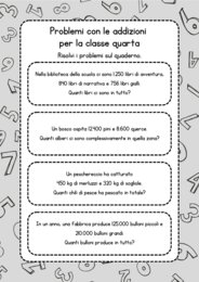 Problemi con le addizioni per la classe quarta