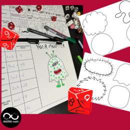 Halloween Math Craft Multiplication Game Facts to 10 Roll Multiply Draw Monster